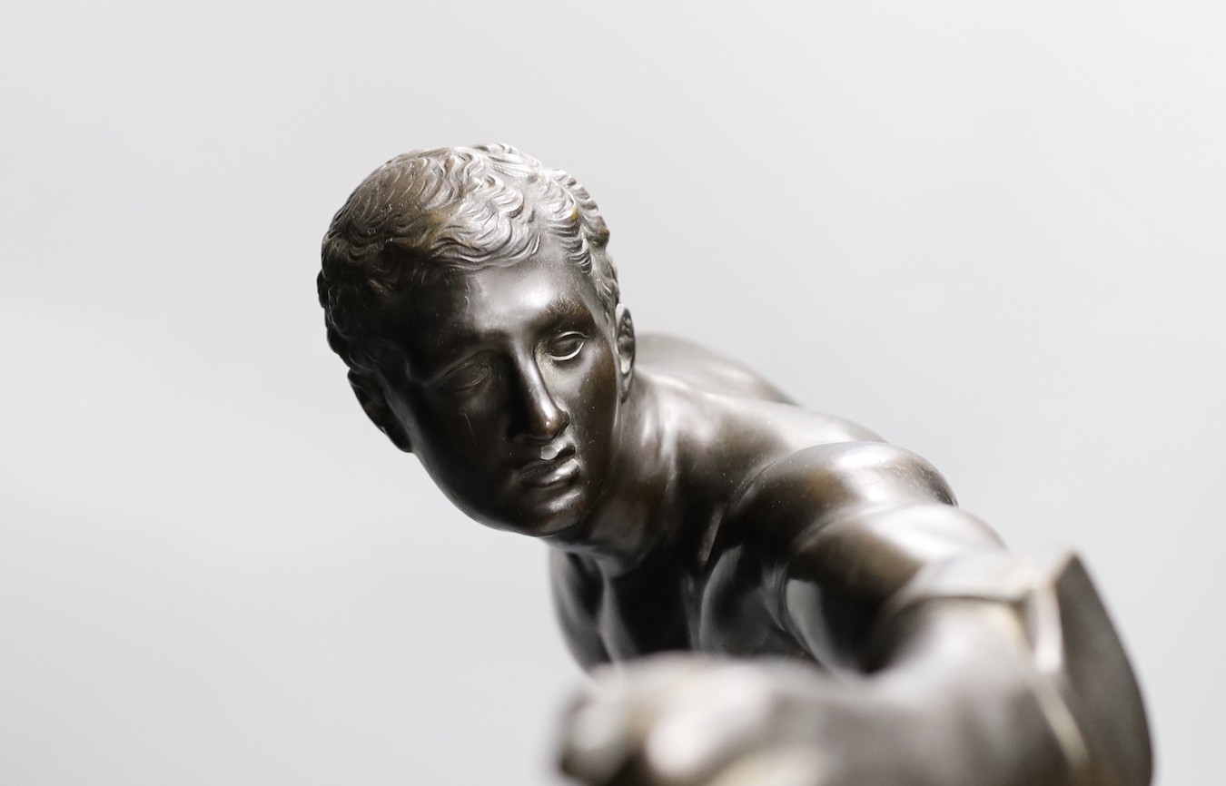 After the antique, a large bronze figure of a gladiator, foundry mark of Gladenbeck, Berlin, 49cm tall